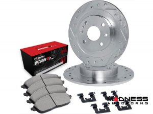 Mazda Miata MX-5 Brake Kit - Front - R1 Concepts - Optimum OEp Brake Pads - eLINE Drilled + Slotted Rotors - w/ Brembo Brakes Mazda Miata MX-5 Brake Kit - Front - R1 Concepts - Optimum OEp Brake Pads - eLINE Drilled + Slotted Rotors - w/ Brembo Brakes
